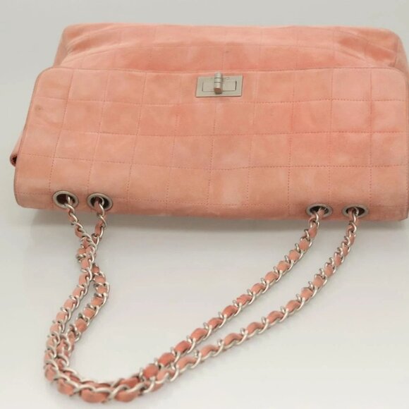 CHANEL Choco Bar Chain Shoulder Bag Suede Pink CC Auth 130967 - Picture 6 of 16